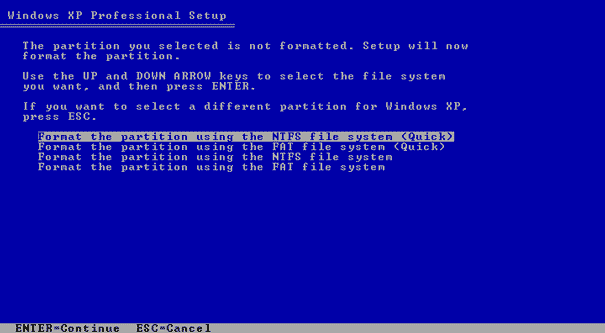 Windows XP Format