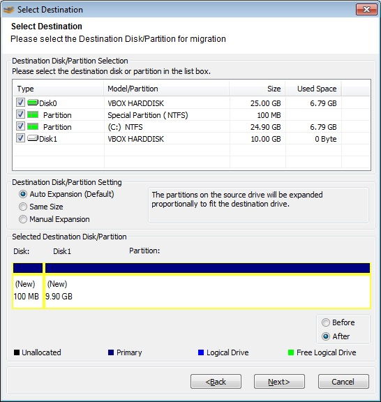 Destination Disk Clone