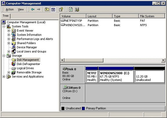 Disk Management - Unallocated Space