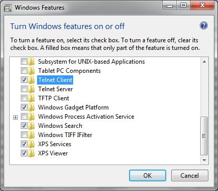 hur du säkerställer att du aktiverar telnet och ftp om Windows 7