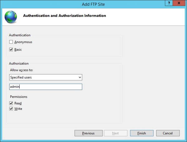 FTP Server Authorization and Authentication