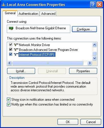 как настроить сетевой проект tcp/ip в Windows Server 2003